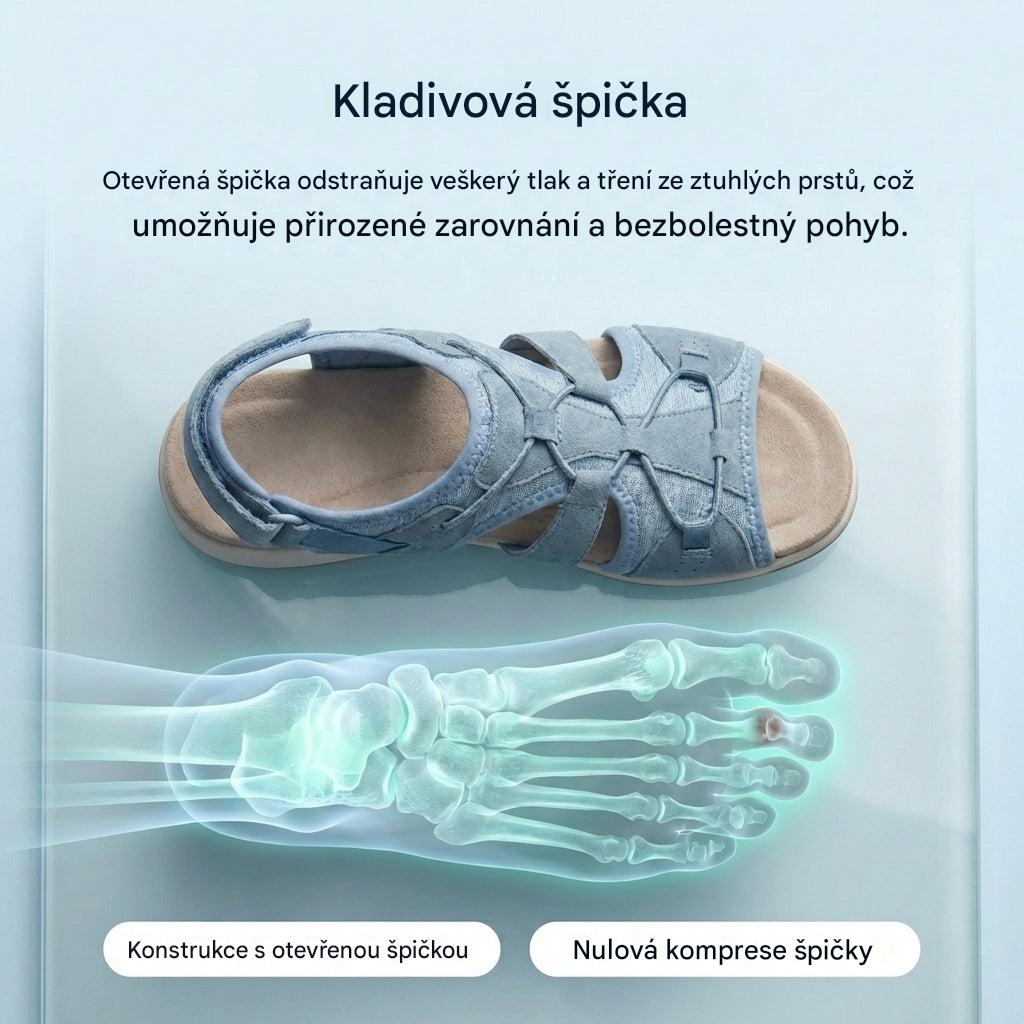 Ortopedické síťované sportovní sandály – nastavitelný model s více pásky, vhodné pro kladívkové prsty