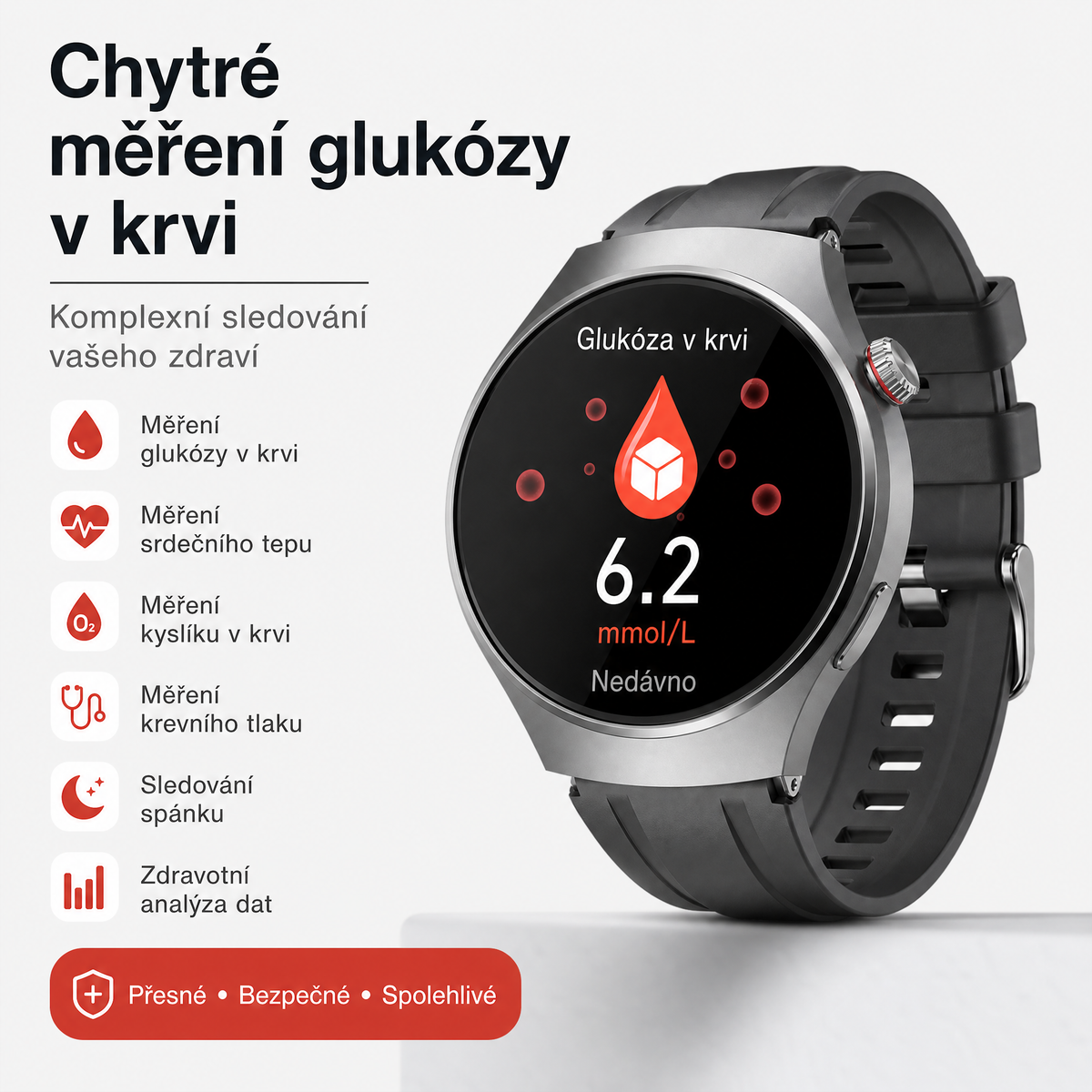 🎉 Exkluzivní nabídka pro členy |🔥 Chytré hodinky s Bluetooth pro sledování zdraví – měření cukru v krvi, monitorování spánku, sportovní funkce a voděodolný kulatý design