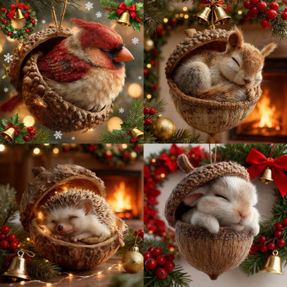 🎁❤️Roztomilá lesní zvířátka – ozdoby z žaludů pro útulné lesní Vánoce(Aqy)