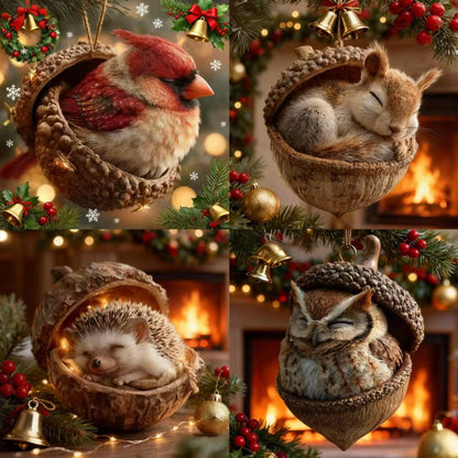 🎁❤️Roztomilá lesní zvířátka – ozdoby z žaludů pro útulné lesní Vánoce(Aqy)
