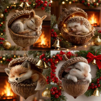 🎁❤️Roztomilá lesní zvířátka – ozdoby z žaludů pro útulné lesní Vánoce(Aqy)