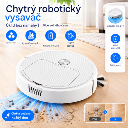 Robotický vysavač 3v1 s mopem, USB nabíjením a bezdrátovým provozem – chytrý pomocník pro snadný úklid domácnosti