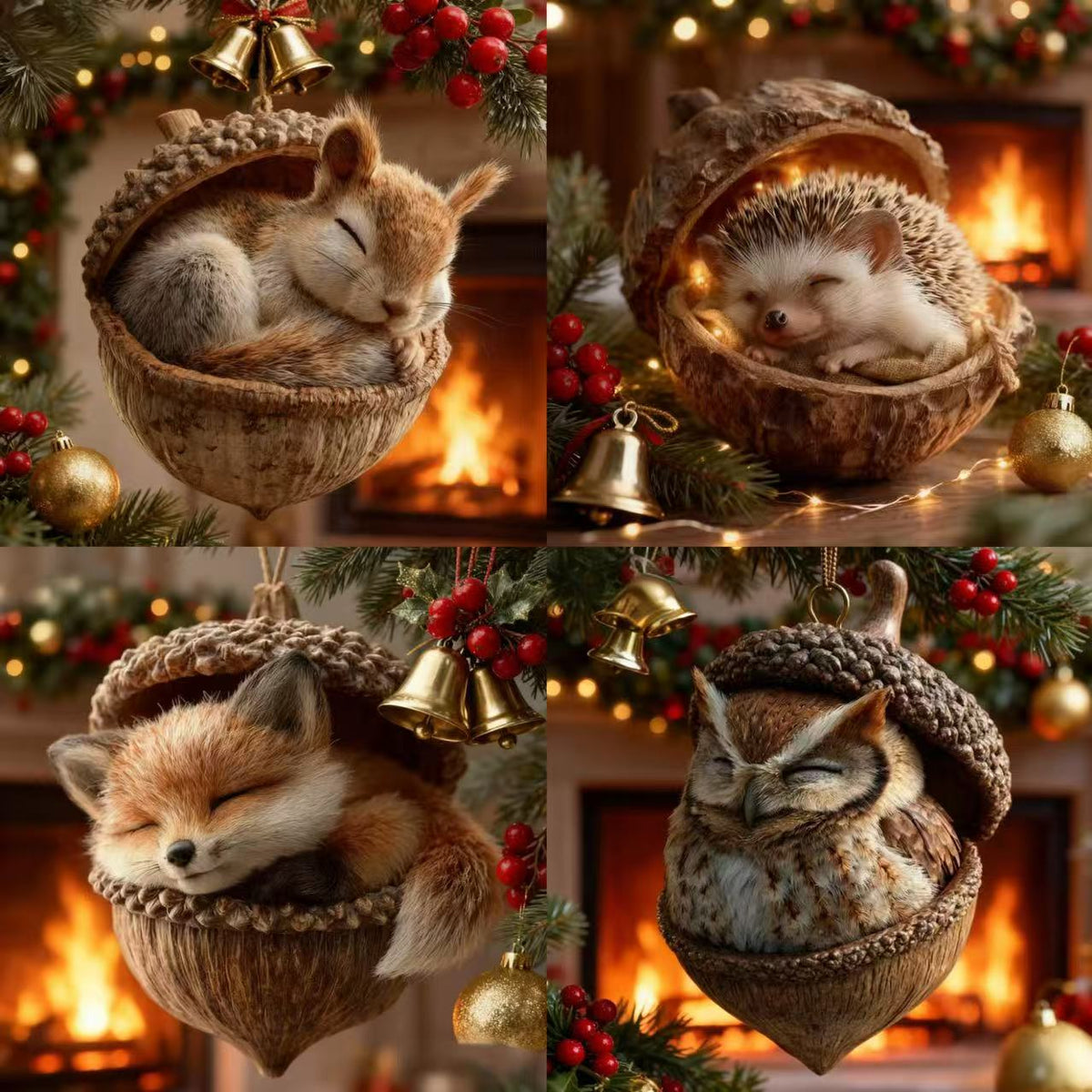 🎁❤️Roztomilá lesní zvířátka – ozdoby z žaludů pro útulné lesní Vánoce(Aqy)