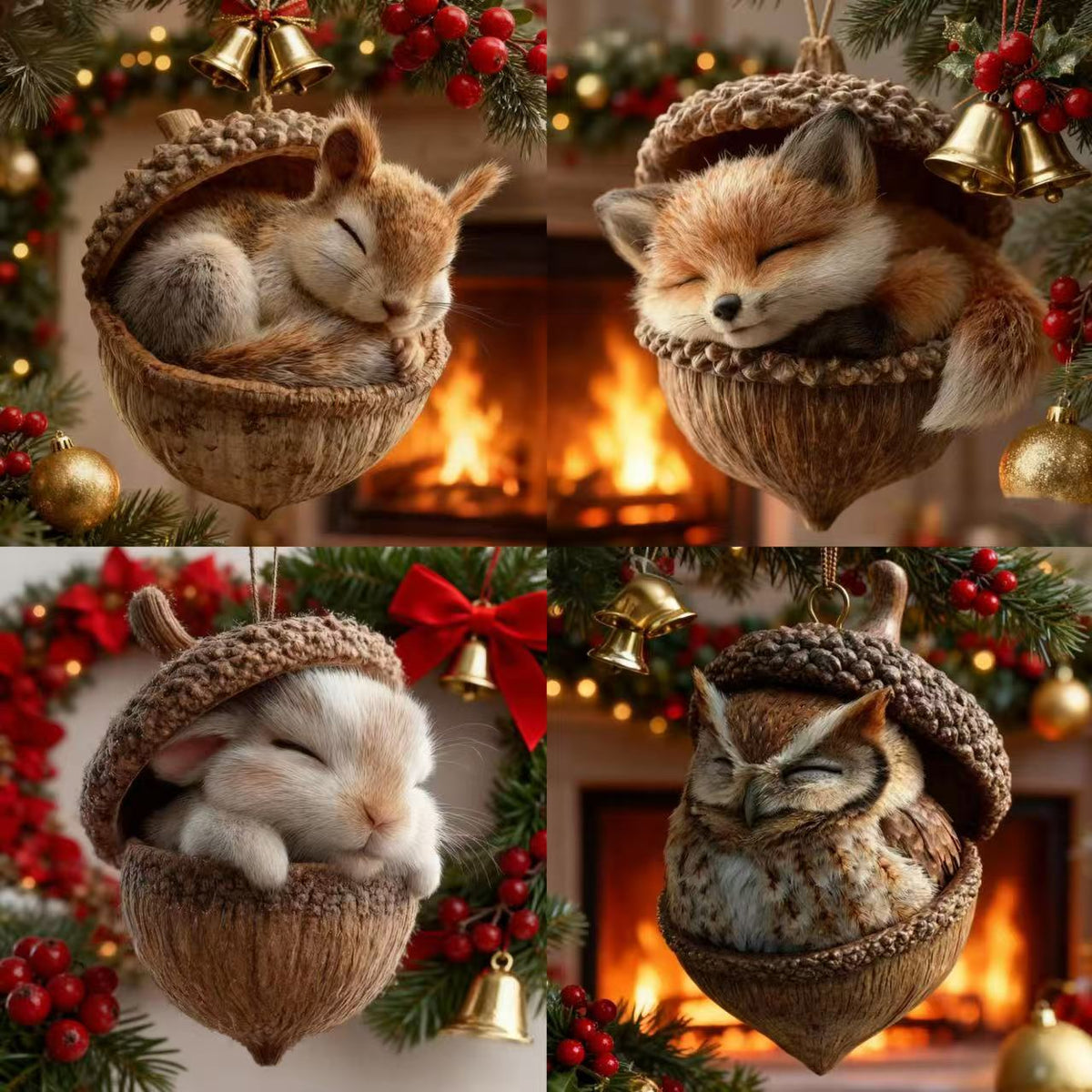 🎁❤️Roztomilá lesní zvířátka – ozdoby z žaludů pro útulné lesní Vánoce(Aqy)