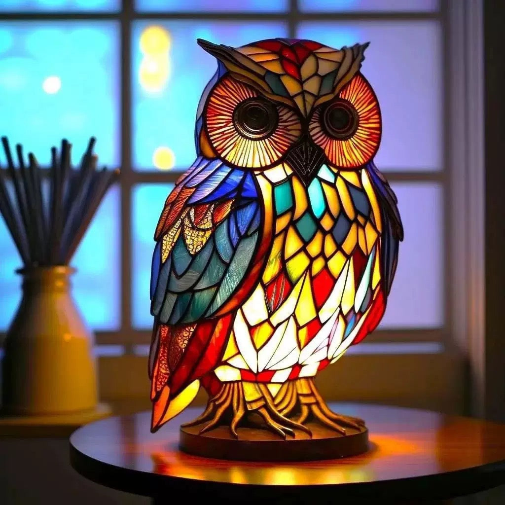 Umělecká lampa ve tvaru zvířat, inspirovaná vitráží Tiffany – originální sváteční dárek