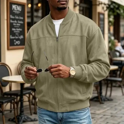 🔥 Pánská semišová bunda se stojáčkem na zip – stylová, pohodlná a pružná | Plus Size