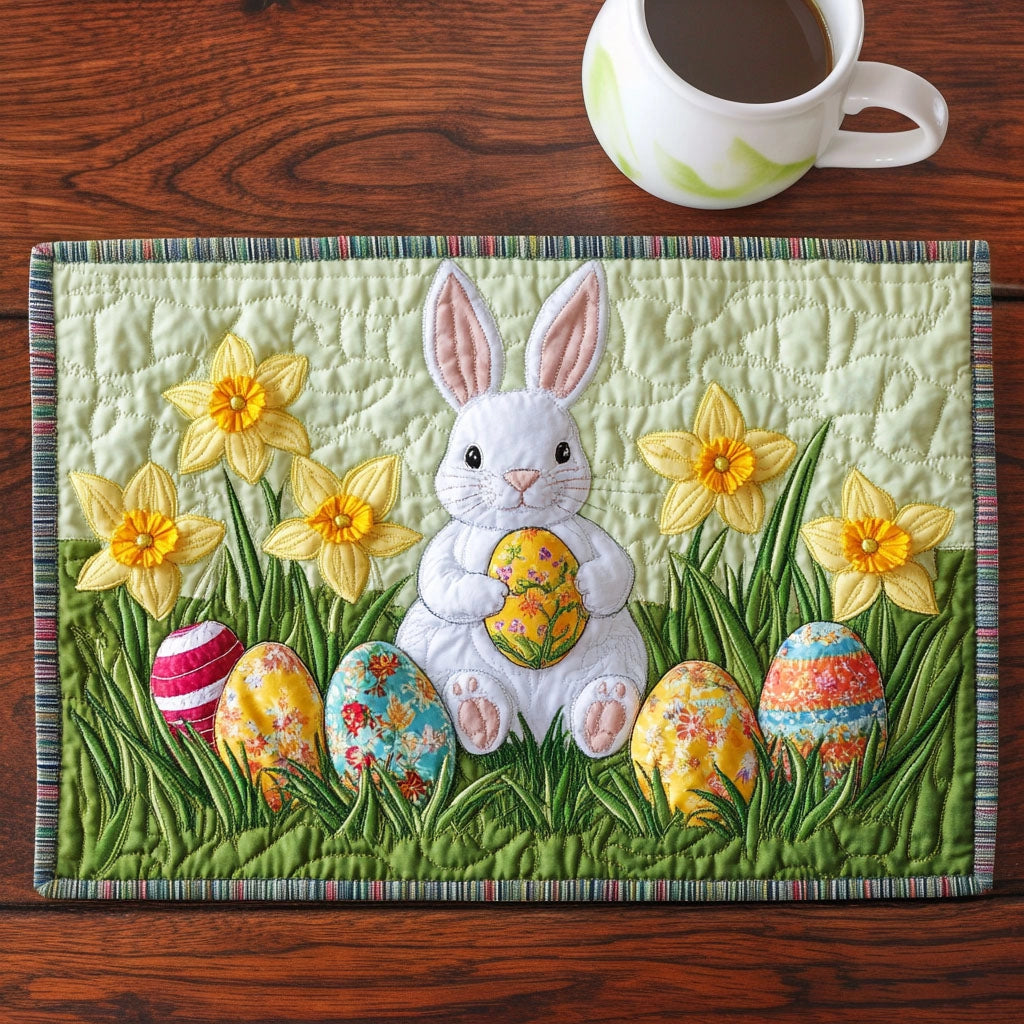 Velikonoční radost – Potištěná a prošívaná prostírka 🐰🌸