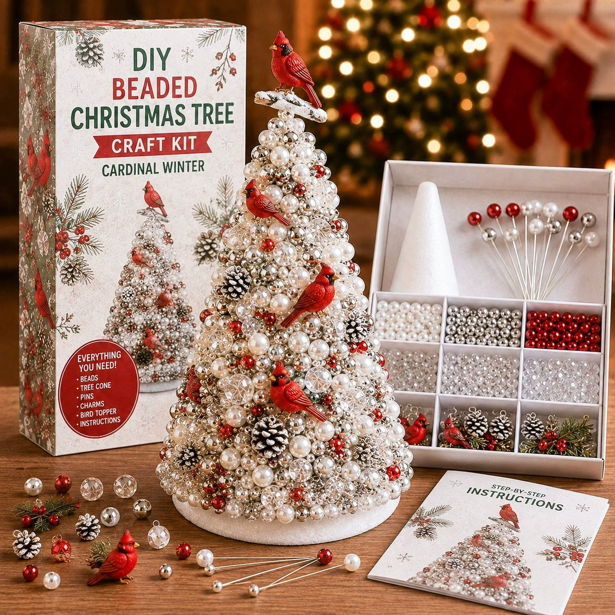 🎄✨ DIY kreativní sada na výrobu vánočního stromečku z barevných korálků, originální vánoční dekorace a zábavné tvoření pro celou rodinu 🎁🎅