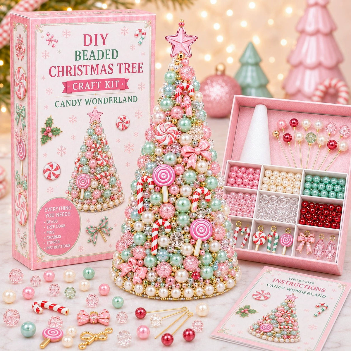 🎄✨ DIY kreativní sada na výrobu vánočního stromečku z barevných korálků, originální vánoční dekorace a zábavné tvoření pro celou rodinu 🎁🎅