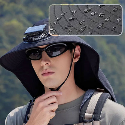 Letní must-have – sluneční klobouk se solárním ventilátorem, UV ochrana, voděodolný a prodyšný, nezpůsobuje pocení