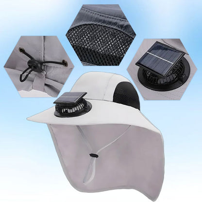 Letní must-have – sluneční klobouk se solárním ventilátorem, UV ochrana, voděodolný a prodyšný, nezpůsobuje pocení