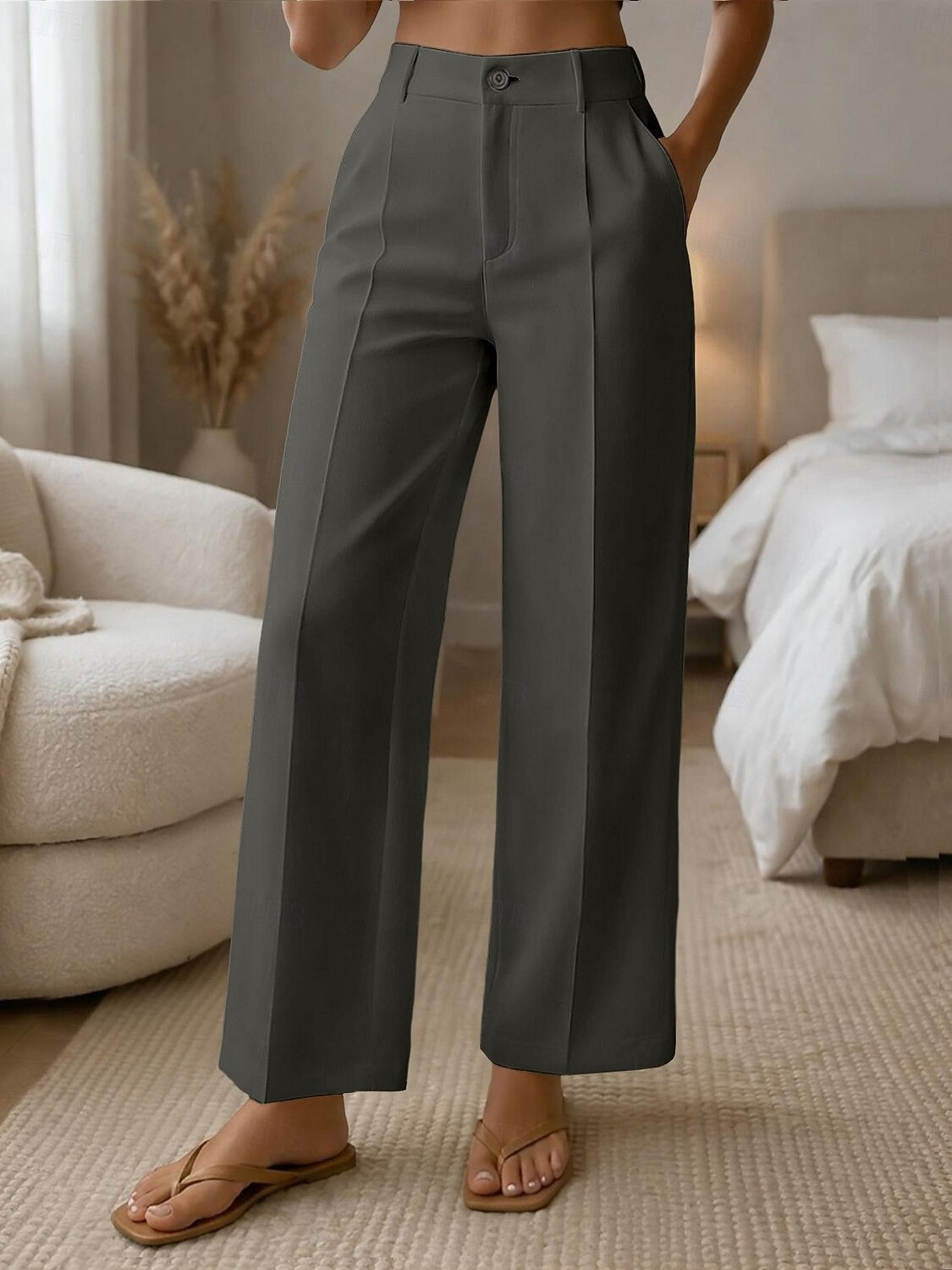 ✨ Dámské pohodlné kalhoty s vysokým pasem a širokými nohavicemi – elegantní střih pro štíhlou postavu a každý den 💖