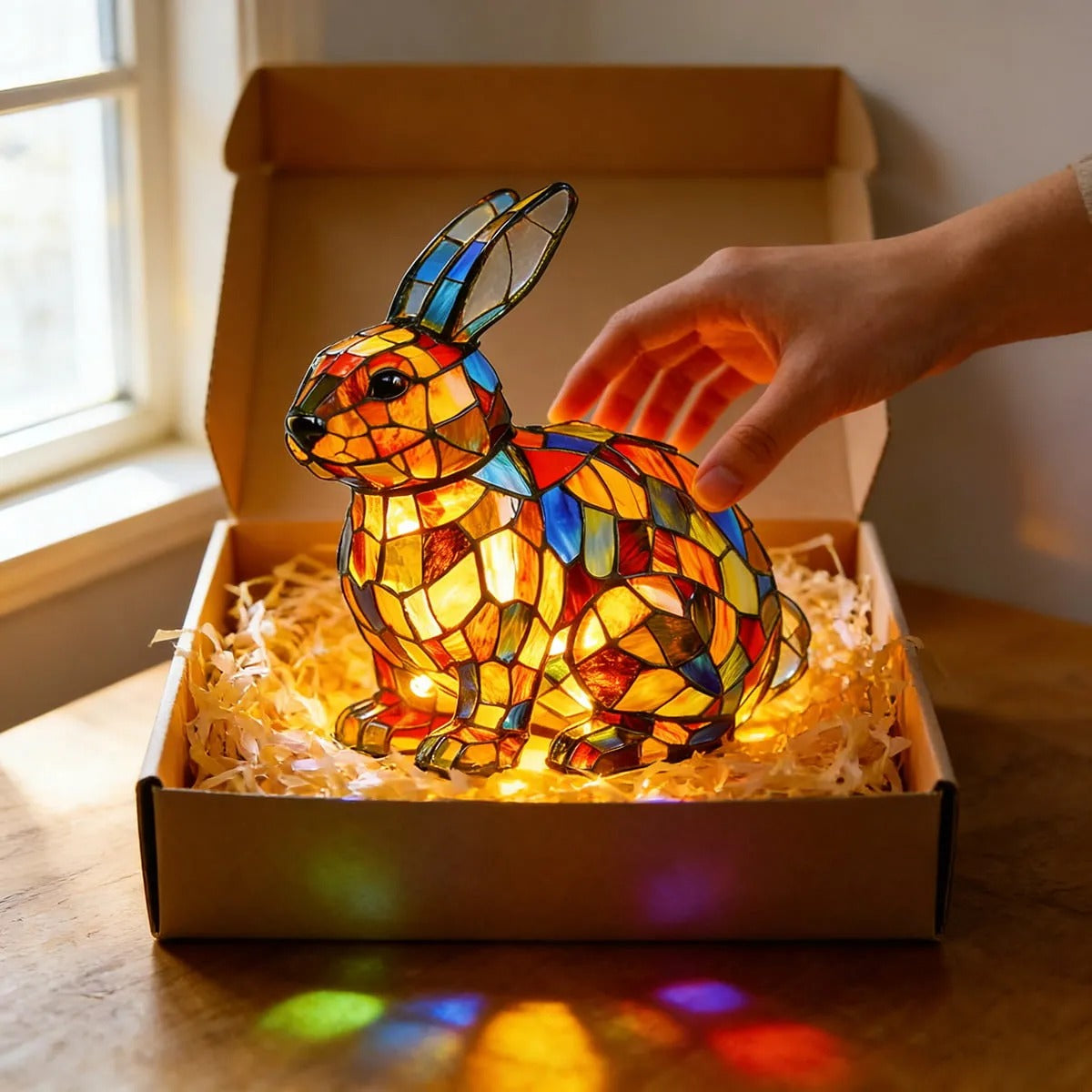 [🎉 Exkluzivně pro členy ]Zoeurva vitrážová lampa ve stylu lesního králíčka 🐰✨