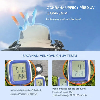 🌞Solární čepice s ventilátorem – prodyšný klobouk proti UV záření na rybaření a pláž pro muže i ženy