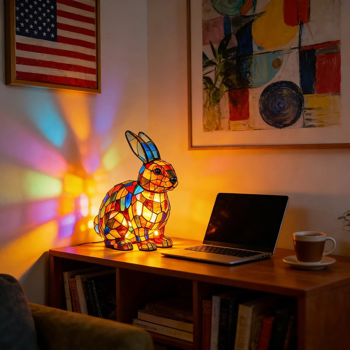 [🎉 Exkluzivně pro členy ]Zoeurva vitrážová lampa ve stylu lesního králíčka 🐰✨