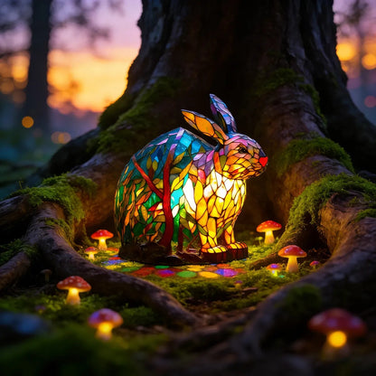 [🎉 Exkluzivně pro členy ]Zoeurva vitrážová lampa ve stylu lesního králíčka 🐰✨