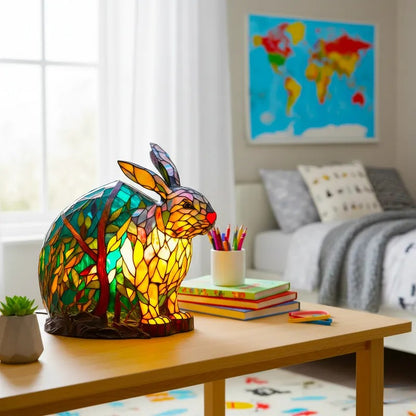 [🎉 Exkluzivně pro členy ]Zoeurva vitrážová lampa ve stylu lesního králíčka 🐰✨