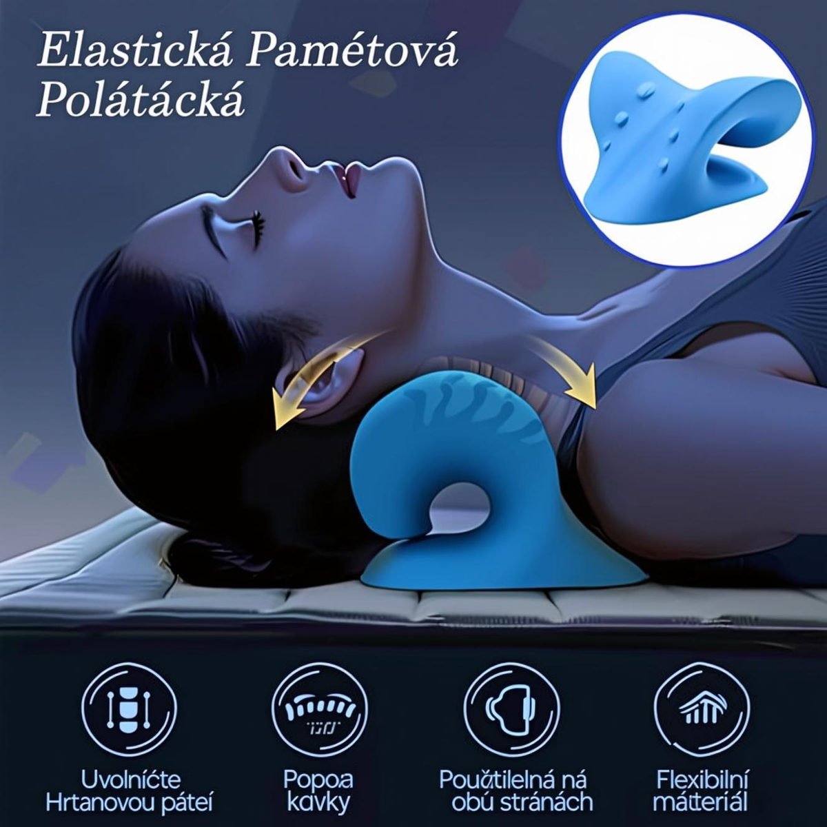 😴 Ergonomický krční podpůrný polštář pro úlevu od bolesti a klidný spánek – 🔥 druhý kus za poloviční cenu