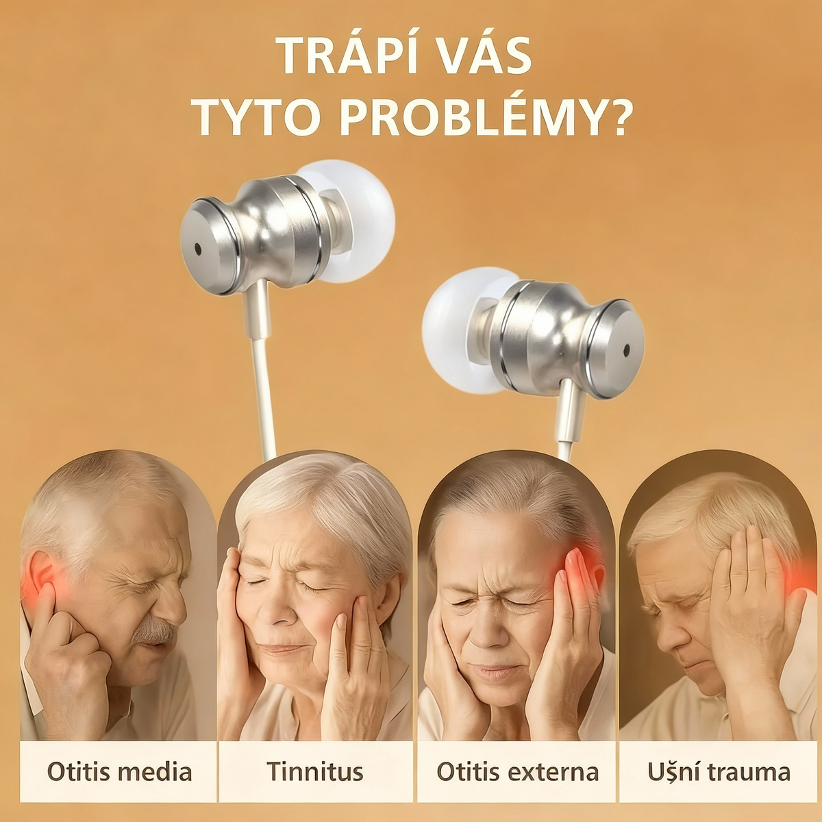 Přenosné zařízení pro terapii uší červeným světlem 650nm – navrženo pro starší osoby 😊