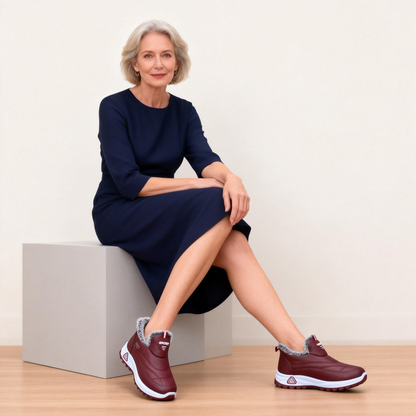 Univerzální široké dámské boty s hřejivou podšívkou, protiskluzová měkká podešev, lehké a pohodlné 👟 Ortopedické zimní boty pro seniorky