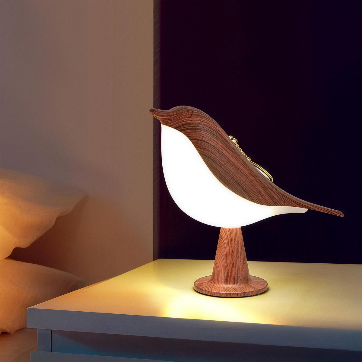 Umělecká lampa ve tvaru ptáka – jemné světlo a integrovaný aroma difuzér