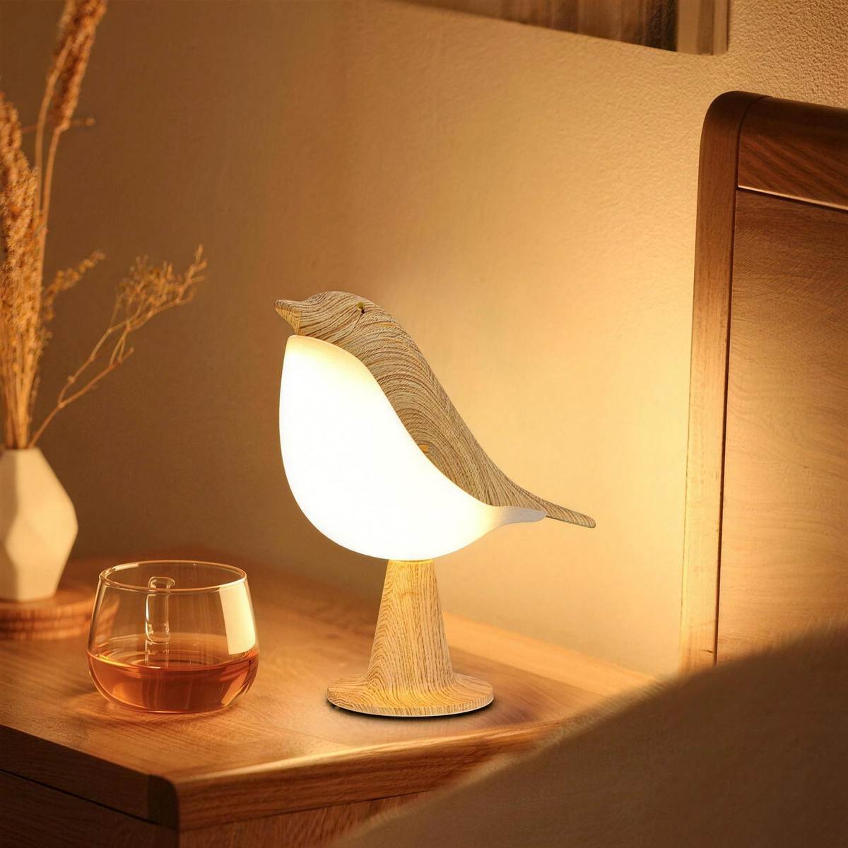 Umělecká lampa ve tvaru ptáka – jemné světlo a integrovaný aroma difuzér