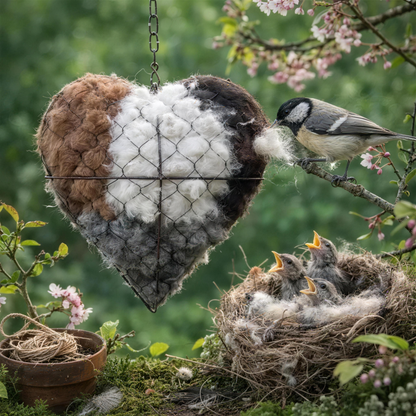 [🎉 Exkluzivně pro členy ]Ručně vyráběné srdce z alpaky 🐦 – přírodní hnízdní stanice pro zahradní ptáky