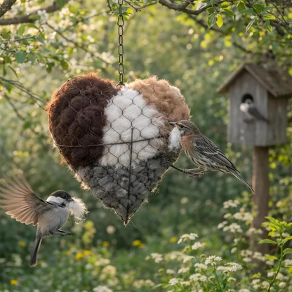 [🎉 Exkluzivně pro členy ]Ručně vyráběné srdce z alpaky 🐦 – přírodní hnízdní stanice pro zahradní ptáky