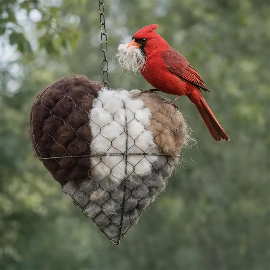 Ručně vyráběné srdce z alpaky 🐦 – přírodní hnízdní stanice pro zahradní ptáky