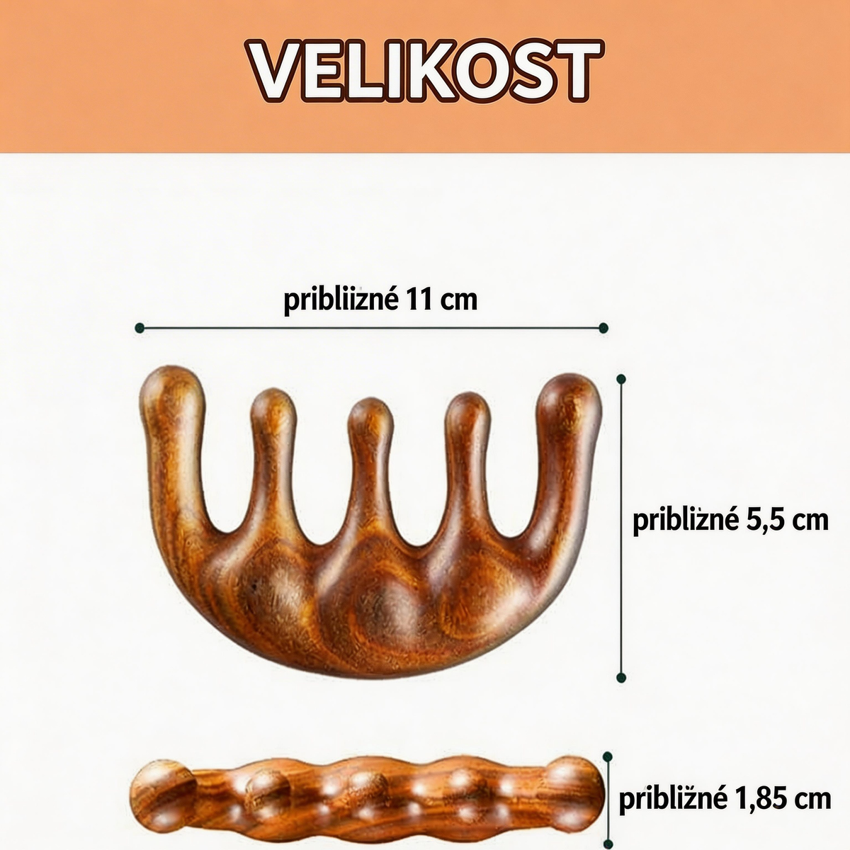 Přírodní santalový masážní hřeben 🌿 – uvolnění meridiánů a úleva od bolesti hlavy