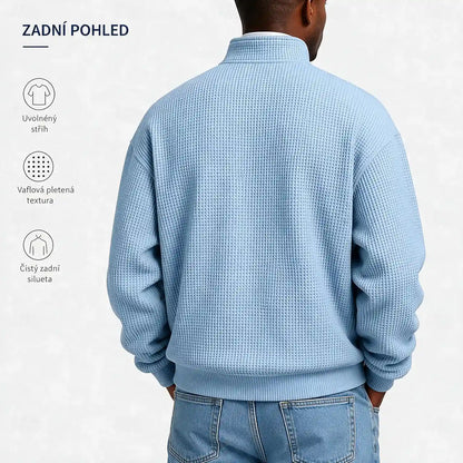 🔥 Pánská mikina s kapucí na zip – pohodlná waffle mikina pro každodenní nošení a sport