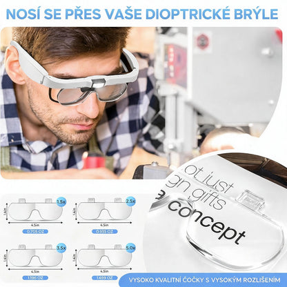 Nastavitelné zvětšovací brýle na čtení pro seniory, zvětšení 1,5×–5×, pro jasnější vidění při čtení zblízka!