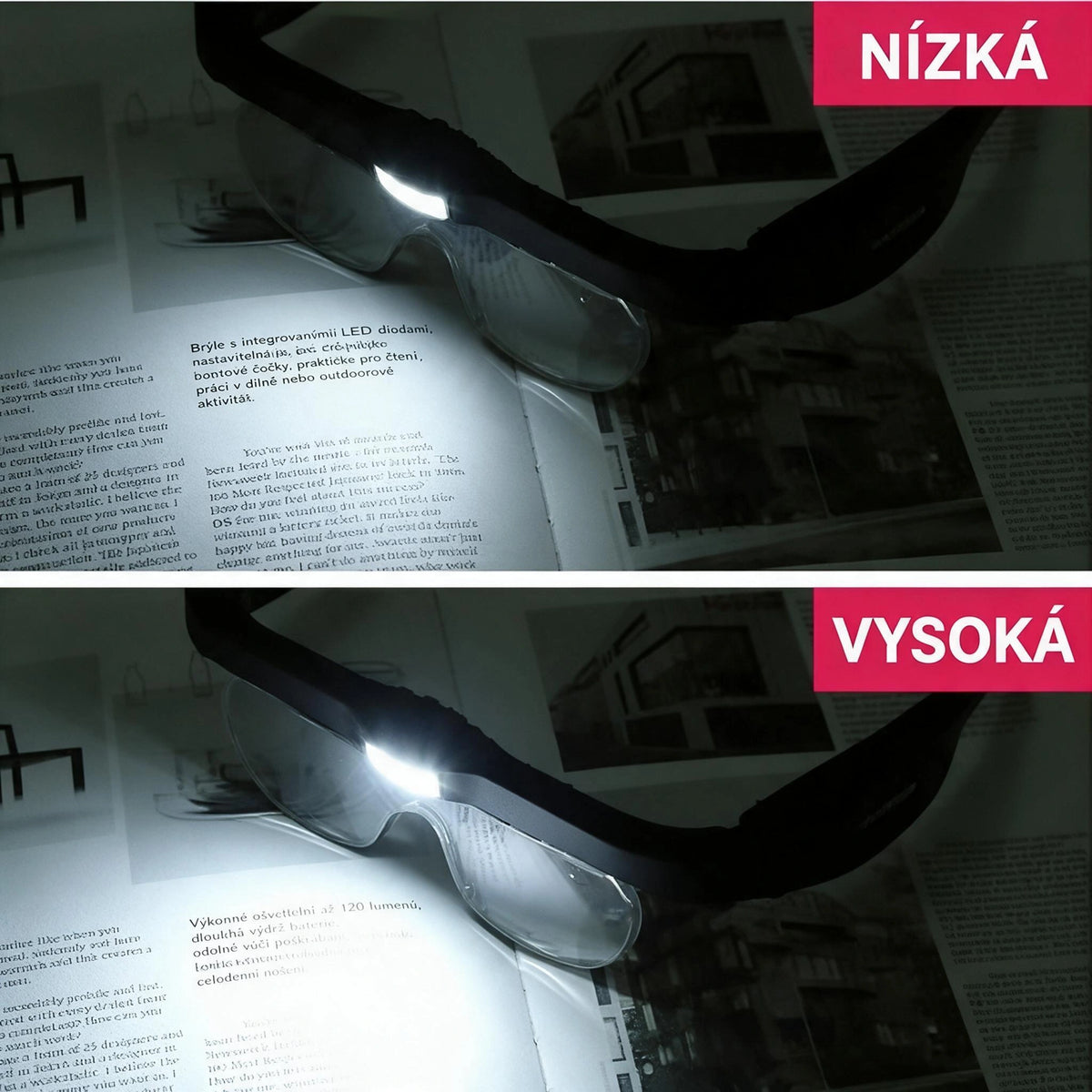Nastavitelné zvětšovací brýle na čtení pro seniory, zvětšení 1,5×–5×, pro jasnější vidění při čtení zblízka!