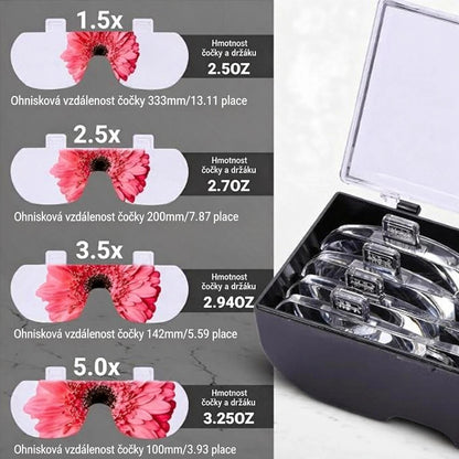 Nastavitelné zvětšovací brýle na čtení pro seniory, zvětšení 1,5×–5×, pro jasnější vidění při čtení zblízka!